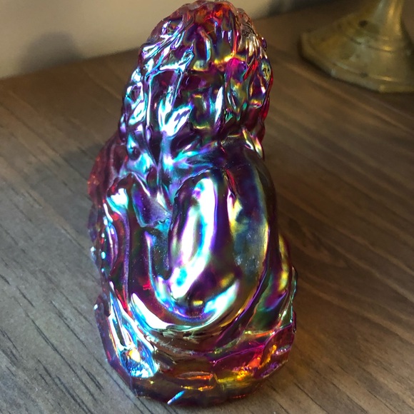 Rare Fenton Red Carnival Iridescent Glass Lion Figurine 5” Paperweight - Picture 5 of 6